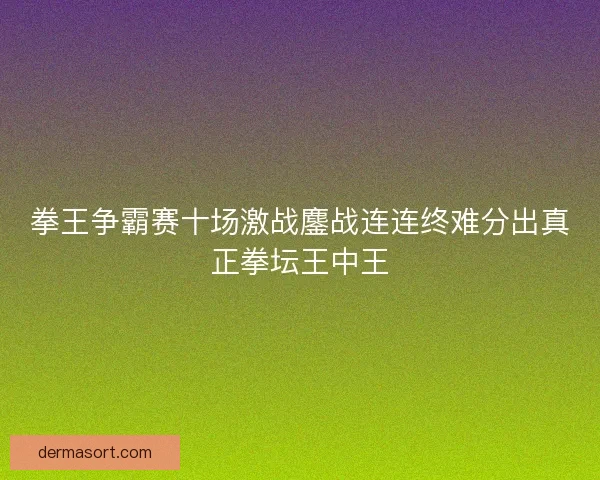 拳王争霸赛十场激战鏖战连连终难分出真正拳坛王中王